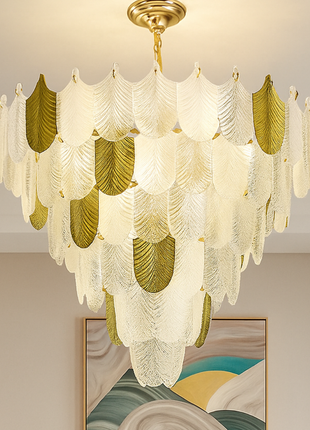 Vitraleaf Chandelier (500mm) – Glass Leaf Designer Light