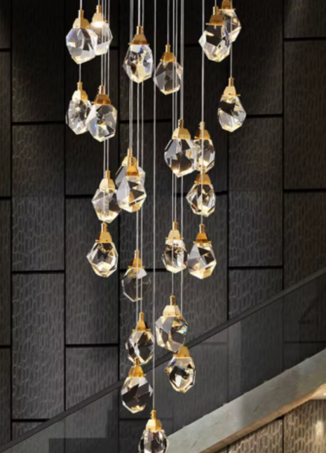 Glintfall (22 Pendants) - Luxury Duplex Chandelier